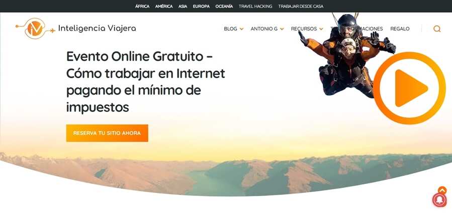 Ejemplo de blog de viajes en WordPress